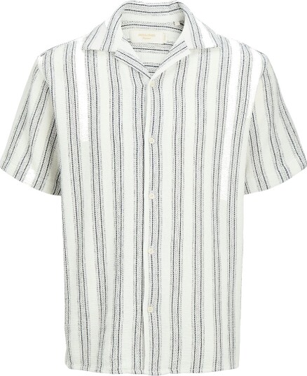 Jack & Jones Jjecoba Stripe Resort Shirt Ss Sn Jnr Navy 152