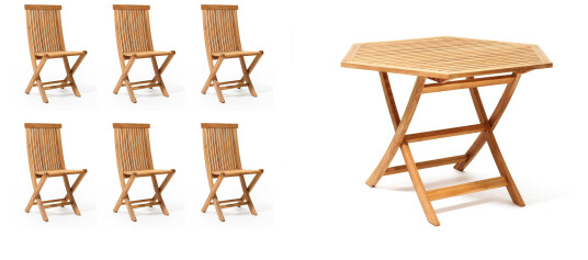 Skargaarden Viken spisegruppe Teak 6 stoler & bord 140 cm