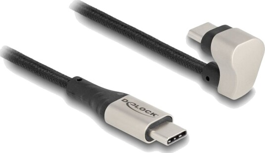 Delock Usb-Kabel 24 Pin Usb-C Hann Rett Til 24 Pin Usb-C Hann Vinklet Usb 2.0 20 V 3 A 1 M Svart
