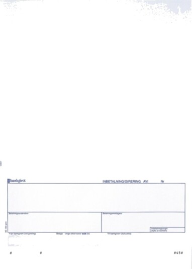 Standardblankett Bankgiro (BG130), 250 stk.