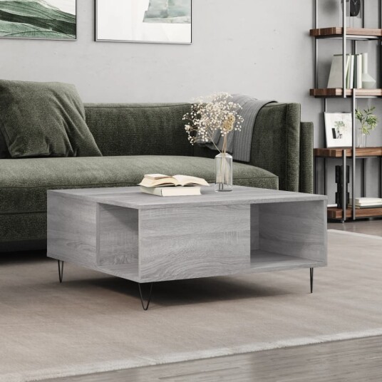vidaXL Salongbord grå sonoma 80x80x36,5 cm konstruert tre