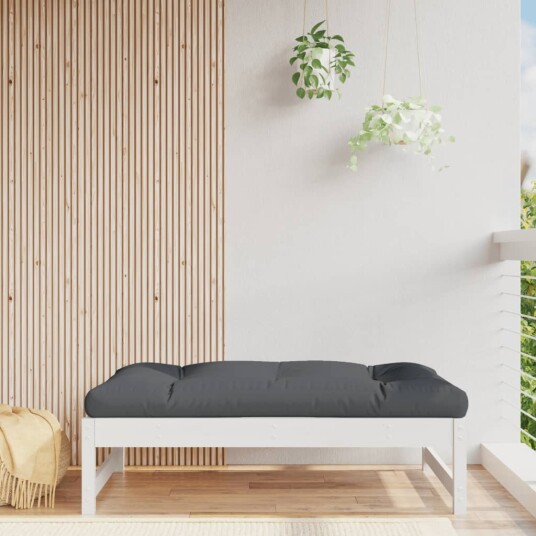 vidaXL Hagefotskammel hvit 120x80 cm heltre furu