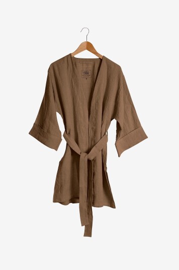 Lovely Linen   Kimono Lovely i vasket lin   Brun