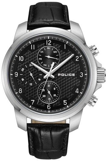 Police Herreklokke PEWJF0021503 Mensor Sort/Lær Ø44 mm