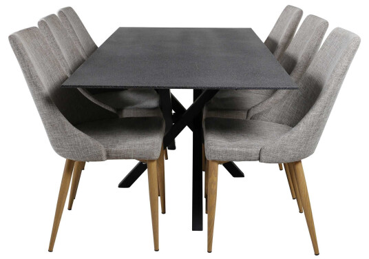 Venture Design Piazza & Leone spisegruppe Grå/grå 6 st stoler & bord 180 x 90 cm