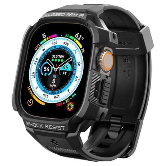 Spigen Rugged Armor Pro Apple Watch Ultra/Ultra 2 TPU-deksel 49mm Svart Spigen Rugged Armor Pro Apple Watch Ultra/Ultra 2 TPU-deksel 49mm Svart