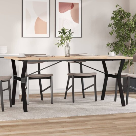 Spisebord Y-ramme 180x90x75,5 cm heltre furu og støpejern 3282788