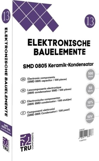 Tru Components T1806p022 Keramisk Kondensator Smd 0805 50 V 10 % L X B 2,0 Mm X 1,2 Mm 500 Stk. Tape Cut Tru Components T1806p022 Keramisk Kondensator Smd 0805 50 V 10 % L X B 2,0 Mm X 1,2 Mm 500 Stk. Tape Cut