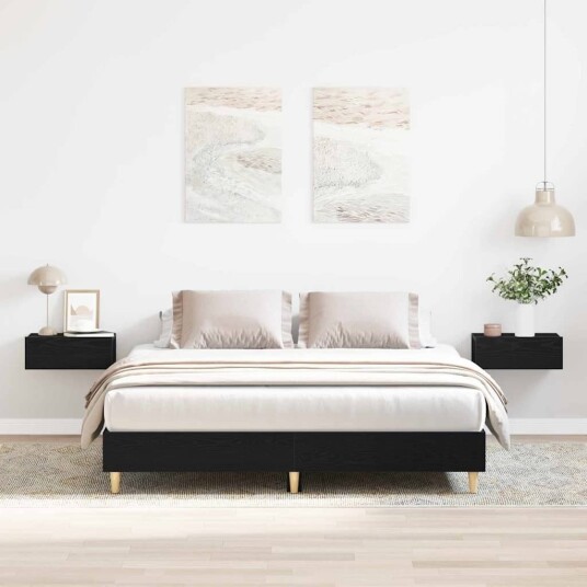 Sengramme Svart Eik 140x200 cm Konstruert Tre Sengramme Svart Eik 140x200 cm Konstruert Tre