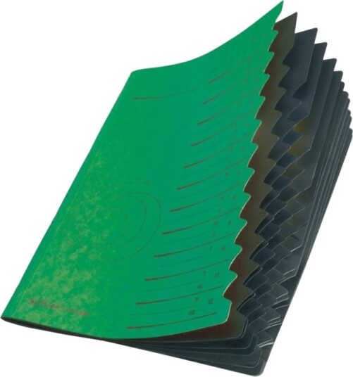 Herlitz Colorspan   Klassifikasjonsmappe   12 Rom   12 Deler   Fortrykt: A Z 1 12   For A4 210 X 297 Mm   Med Fliker   Svart Grønn