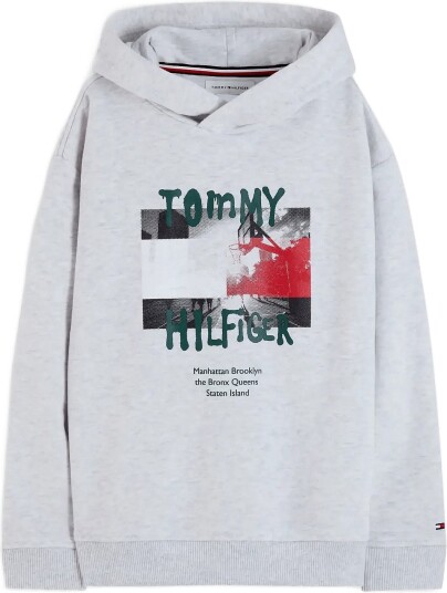 Tommy Hilfiger Flag Grafitti Hoodie GREY HEATHER 164