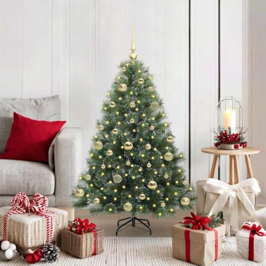  Kunstig juletre med 150 LED med stativ grønn 120 cm PE og PVC