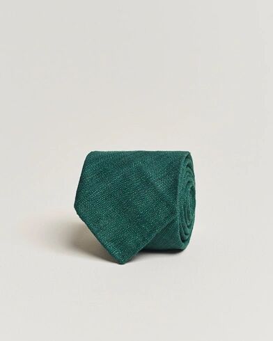 Drake's Tussah Silk Handrolled 8 cm Tie Green Drake's Tussah Silk Handrolled 8 cm Tie Green