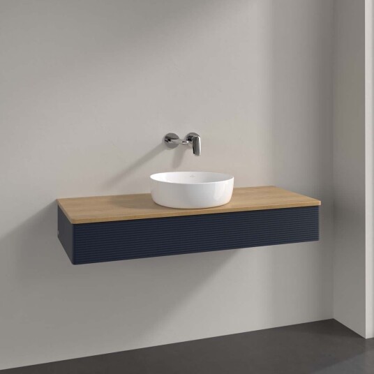 Villeroy & Boch  Antao Servantskap med 1 skuff 120x50x19 cm m/lys Blå Matt/Eik
