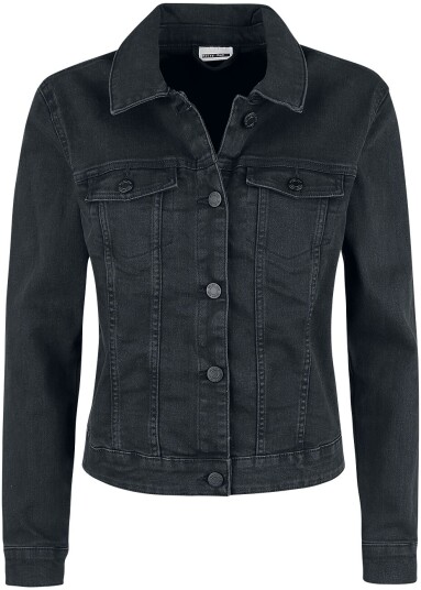 Noisy May Dongerijakke - NMDebra Black Wash Denim Jacket - XS til XXL - Damer - svart