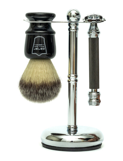 Parker 3 Piece Black Brush-76R-Chrome Stand - Black - ONE SIZE Parker 3 Piece Black Brush-76R-Chrome Stand - Black - ONE SIZE