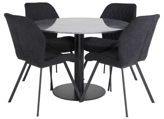 Venture Design Estelle & Gemma spisegruppe Svart/svart 4 st stoler & bord 106 cm