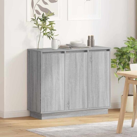 Sideboard med LED i Grå Sonoma 90x32x75 cm Laget av tre Sideboard med LED i Grå Sonoma 90x32x75 cm Laget av tre