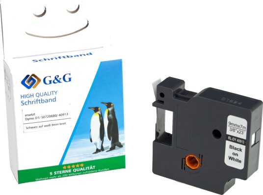 G&Amp G Skrivetape 9Mm X 7M M/Hv Ws Komp. M. Dymo D1/ 40913/ S072068