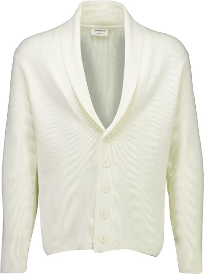 Lindbergh Rib Shawl Collar Cardigan Cream XL