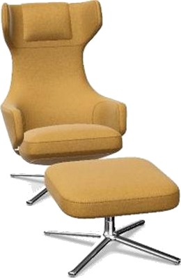 Vitra Grand Repos Lenestol med Fotskammel Cozy 2 Canola/Basic Mørk Vitra Grand Repos Lenestol med Fotskammel Cozy 2 Canola/Basic Mørk