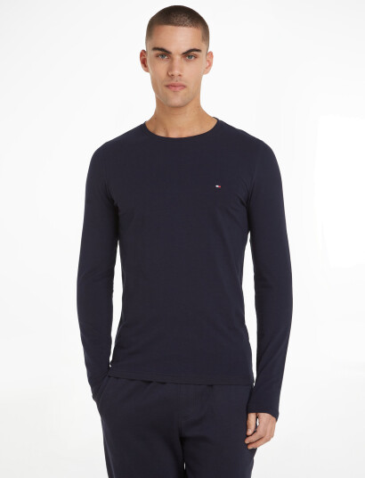Tommy Hilfiger Stretch Slim Fit Long Sleeve Tee - Navy - L