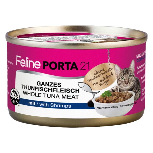 Porta 21 Feline Tunfisk med reker Våtfôr til voksne katter 6 x 90 g