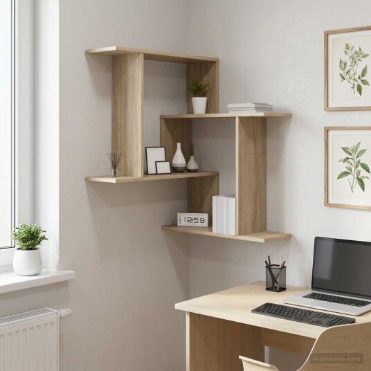 vidaXL Vegghylle Sonoma eik 67 x 67 x 87 cm Konstruert tre