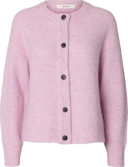 Selected Women Kofte slfLulu LS Knit Short Cardigan Rosa