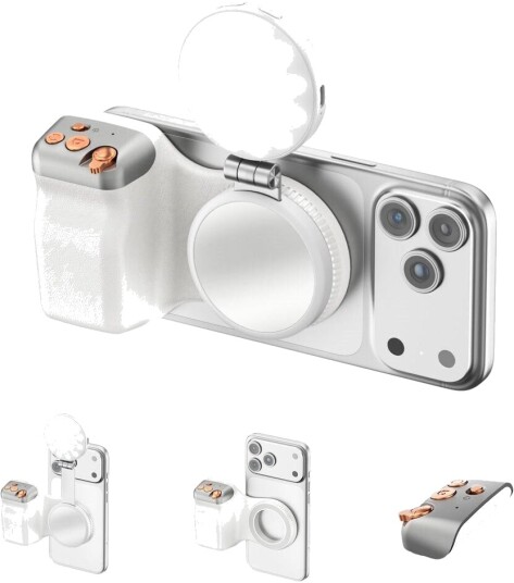 4Smarts Magnetisk Mobilholder Med Fotogrep Lyslampe Og Trådløs Styring Hvit