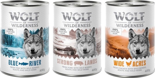 Wolf Of Wilderness Våtfôr Adult Mix Pakke Svin Kylling Fisk 6 X 400 G