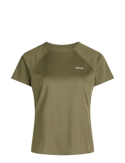 ZEBDIA Women Sports T-Shirt With Chest Print - Green - XL