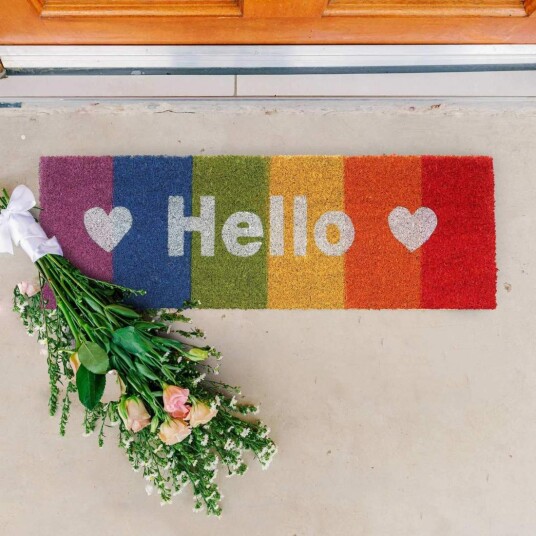 Rxs Kokos dørmatte "Hello" regnbue