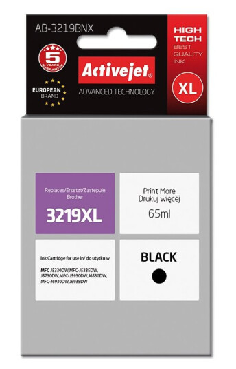 Activejet Ab-3219Bnx Høyt (Xl) Utbytte Sort Pigmentbasert Blekk 65 Ml 1 Stykker Enkeltpakke