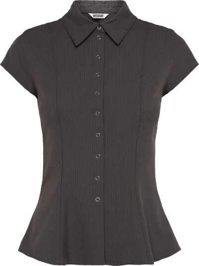 Weekday Slim Fit Short Sleeved Crepe Shirt Grey 40
