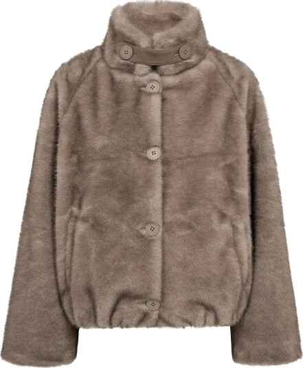 MOS MOSH Mmhilda Faux Fur Jacket   GRAY SAND   L
