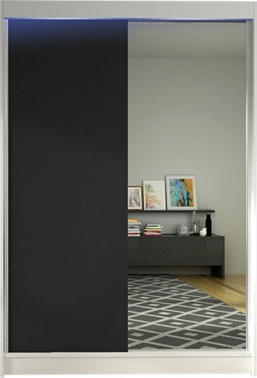 Liverpool Garderobe med Speil 120x200 cm - Svart/Hvit