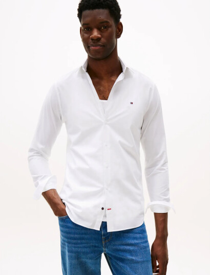 Tommy Hilfiger Cl - Flex Poplin Sf Shirt - White - R/43 Tommy Hilfiger Cl - Flex Poplin Sf Shirt - White - R/43