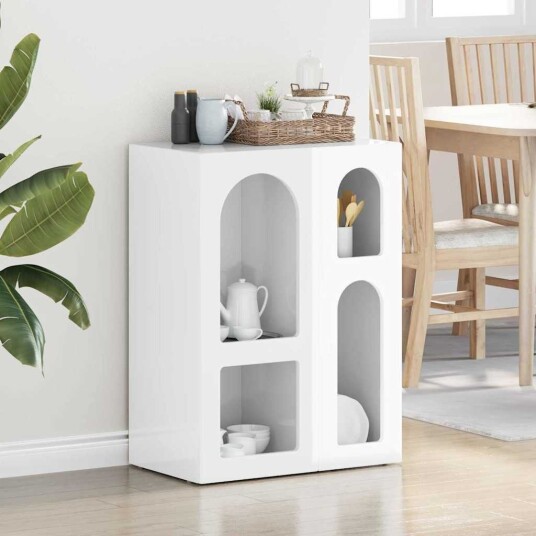  Serviesskap Høyglanset hvit 59 x 35 x 80.5 cm Konstruert tre