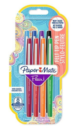 Paper Mate Flair Felt Tip Pens Medium Point 0.7mm Assorted Colours 8 Count Paper Mate Flair Felt Tip Pens Medium Point 0.7mm Assorted Colours 8 Count