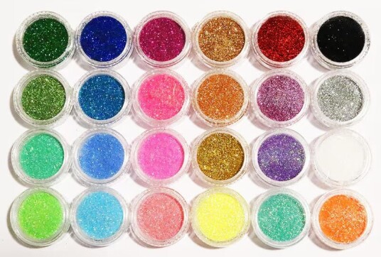 Otego 24 st burkar glitter för nageldekoration