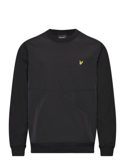 Lyle & Scott Half Raglan Hybrid Sweatshirt - Black - S Lyle & Scott Half Raglan Hybrid Sweatshirt - Black - S