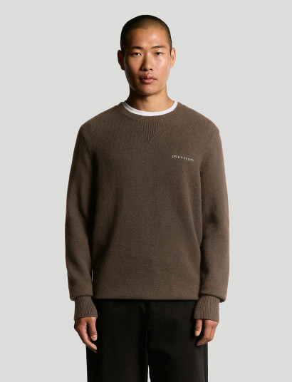 Lyle & Scott Script Knitted Crew Neck - Brown - L Lyle & Scott Script Knitted Crew Neck - Brown - L