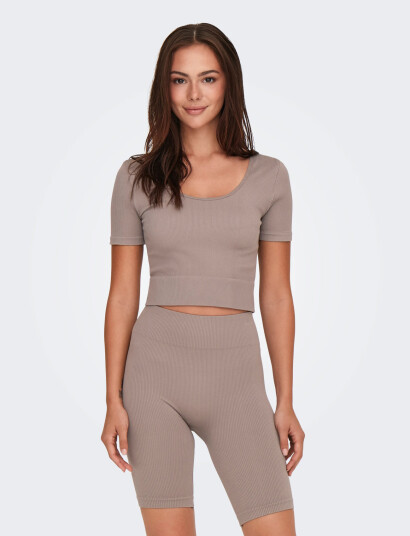 Only Play Onpjaia Life Ss 2-Way Crop Seam Top Noos - Brown - XS/S