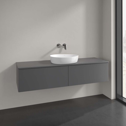 Villeroy & Boch Antao Servantskap med 2 skuffer 160x50x36 cm m/lys Antrasitt Matt Villeroy & Boch Antao Servantskap med 2 skuffer 160x50x36 cm m/lys Antrasitt Matt