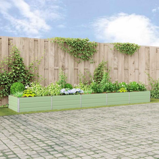 vidaXL Plantekassed Pastellgrønn 480 x 100 x 45 cm Galvanisert stål