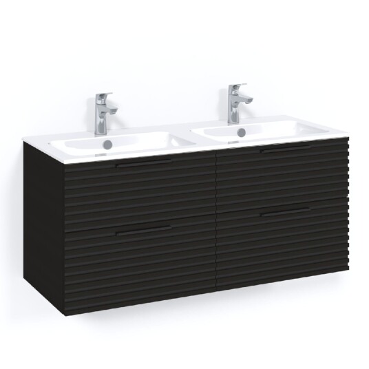 Macro Design Crown Stripe Servantskap Skuff - med Light 14 Servant 120cm Dobbel Svart eik /