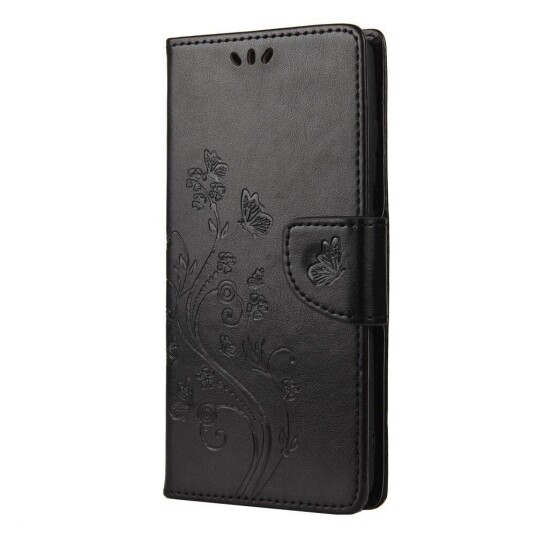 INCOVER Samsung Galaxy S20 FE / S20 FE (5G) Skinndeksel med Lommebok - Blomster Imprint - Svart