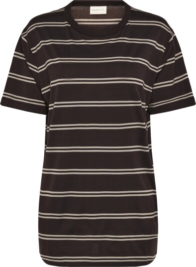 Gant Pima Striped Ss T Shirt Brown M