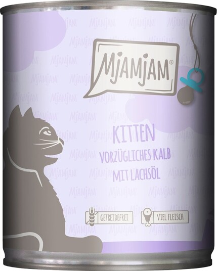 Mjamjam Våtfôr Kitten Utsøkt Kalvekjøtt Med Lakseolje 24 X 800 G
